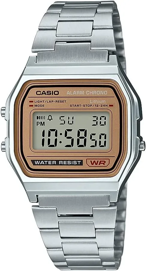 Casio Mens A158WEA-9CF Casual Classic Digital Bracelet Watch, Silver