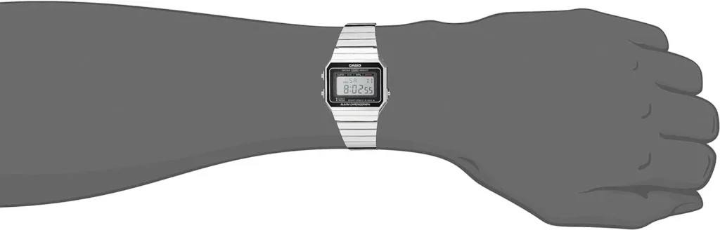 Casio Mens A700W-1ACF Classic Digital Display Quartz Silver Watch
