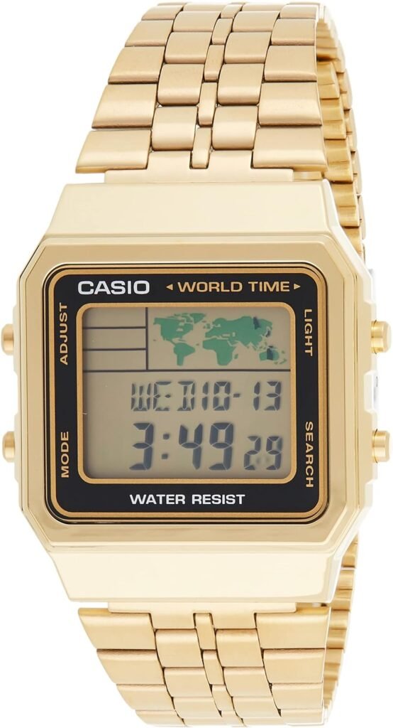 CASIO Mens Digital World TIME A500WGA-1DF Stainless Steel Watch CASIO Mens Digital World TIME A500WGA-1DF Stainless Steel Watch