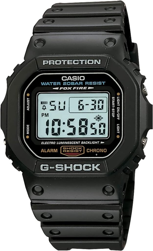 Casio Mens G-Shock Quartz Watch with Resin Strap, Black, 20 (Model: DW5600E-1V)