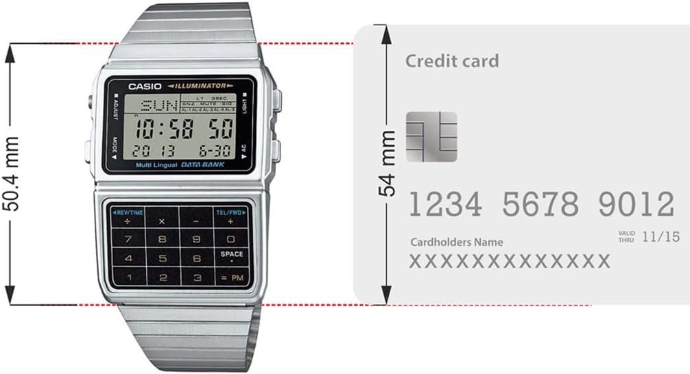 Casio Mens Silver Tone 25 Memory Calculator Databank Watch
