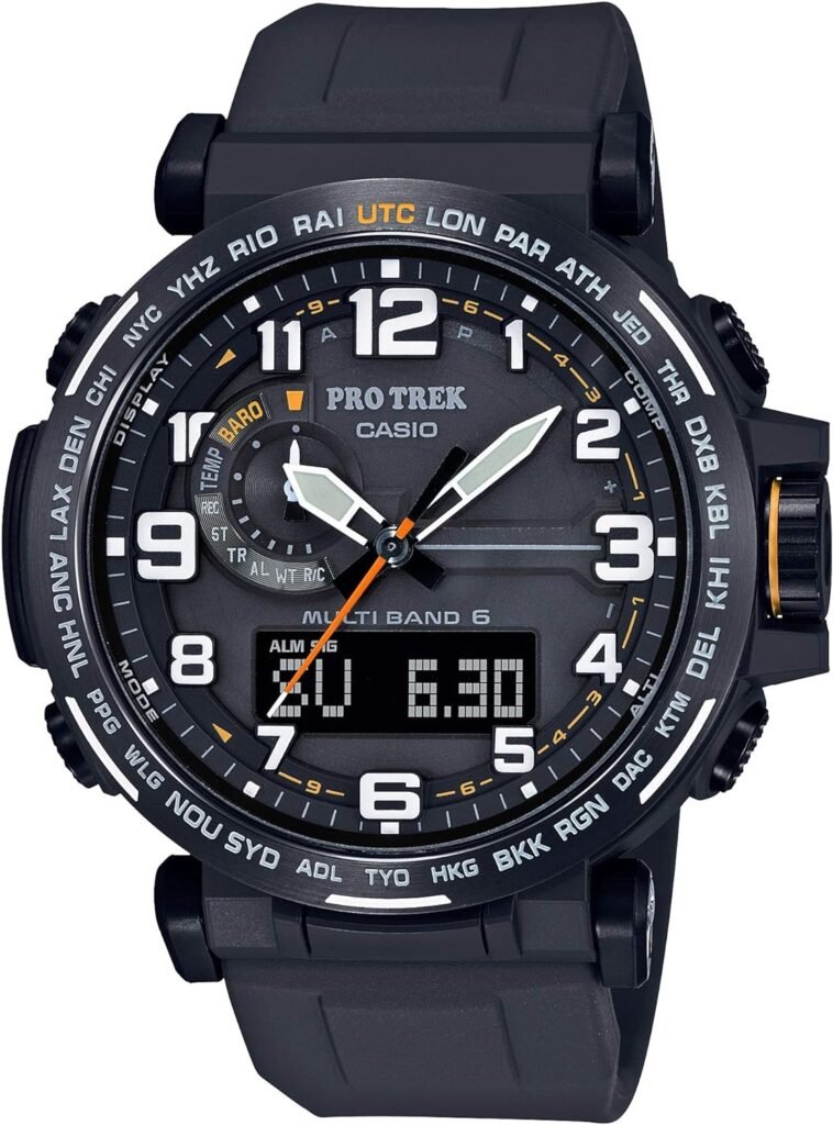 Casio Pro Trek Tough Solar Mens Ana-Digital Triple Sensor Multi-Band 6 Atomic World Time Keeping Watch